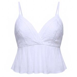 IRO Mireya White Eyelet Lace Peplum Halter Camisole Top WM16MIREYA Size 40 NEW